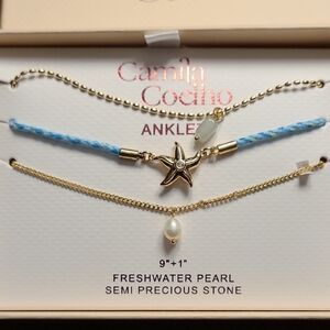Camila Coelho Gold and Blue Bracelet Set